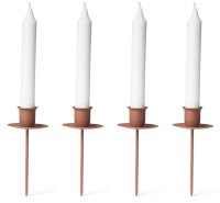 Novaliv 4er-Set Kerzenteller Adventskranz Kerzenpin ROST Kerzenständer für Stabkerzen Kerzenpick Kerzenhalter für Kränze Kerzentülle Metall Kerzenständer Kerzenpin Adventskranzkerzenhalter