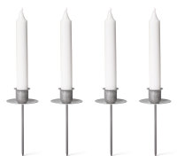 Novaliv 4x Stabkerzenhalter Weihnachtskranz GRAU Kerzenpick Kerzenständer für Stabkerzen Kerzenpick Kerzenhalter für Kränze Kerzentülle Metall Kerzenständer Kerzenpin Adventskranzkerzenhalter
