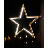 Novaliv LED Sterne Lampe Sparset 35 + 55cm Naturholz Hängelampen Wohnzimmer LED Warmweiß Weihnachtssterne beleuchtet innen - Innendeko Fensterdeko für Weihnachtszeit Nachttischlampen