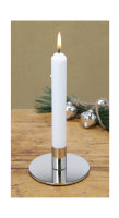 Novaliv Stabkerzenhalter Metall SILBER 10x5cm Home Deko vintage weihnachtliche Tischdeko Kerzenständer Kerzenpin scandic chic Kerzenhalter Retro Wohnzimmerdekoration Dekoschale