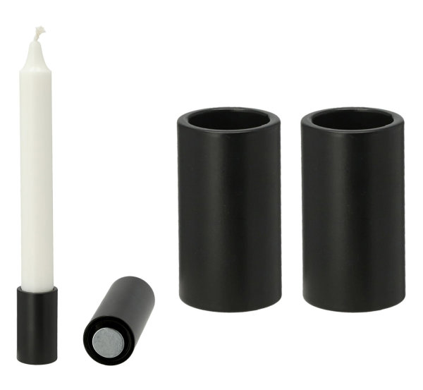 Novaliv 2x Stabkerzenhalter magnetisch SCHWARZ 2,8x5cm Kerzenständer ,  15,95 €