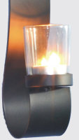 Novaliv 2x Wandkerzenhalter + 2x LED Teelichter 10 x 34,5 x 5,2 cm Schwarz LED Kerze Teelichterhalter aus Metall mit Glas Kerzenhalter Dekoration Wanddeko Vintage Deko Teelicht LED Licht Wandhalter