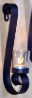 Novaliv 2x Wandkerzenhalter + 2x LED Teelichter 9 x 5,5 x 28 cm Schwarz LED Kerze Teelichterhalter aus Metall mit Glas Kerzenhalter Dekoration Wanddeko Vintage Deko Teelicht LED Licht Wandhalter