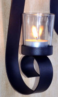 Novaliv 2x Wandkerzenhalter + 30x Teelichter 9 x 5,5 x 28 cm Schwarz Teelichterhalter aus Metall mit Glas Kerzenhalter Dekoration Wanddeko Vintage Deko Teelicht Wandhalter
