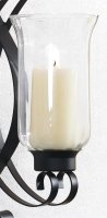 Novaliv 1x Wandkerzenhalter + 1x LED Teelichter Maxi 18 x 36 x 20 cm Schwarz LED Kerze Teelichterhalter aus Metall mit Glas Kerzenhalter Wanddeko Vintage Deko Teelicht LED Licht