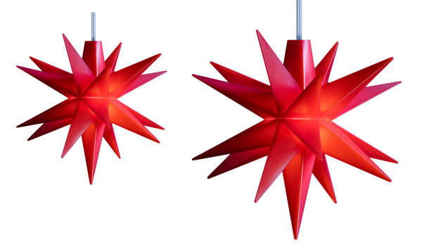 Novaliv 2er Sparset Weihnachtssterne LED Dekosterne 8cm + 12cm ROT Timerfunktion nur Innen mit 1,5m Kabel und Batteriefach für 3 AA Batterien 3D Stern 18 Zackig Leuchtstern LED Weihnachtslicht