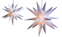 Novaliv 2er Sparset Weihnachtssterne LED Dekosterne 16cm Innen + 25cm WEISS Außen Timerfunktion mit 1,5m Kabel und Batteriefach für 3 AA Batterien 3D Stern 18 Zackig Leuchtstern LED Weihnachtslicht