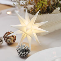 Novaliv 3er Sparset Weihnachtssterne LED Dekosterne 2x 12cm Innen + 25cm Außen WEISS Timerfunktion nur Innen mit 1,5m Kabel und Batteriefach für 3 AA Batterien 3D Stern 18 Zackig Leuchtstern LED