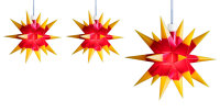 Novaliv 3er Sparset Weihnachtssterne LED Dekosterne 2x 8cm + 16cm GELB ROT Timerfunktion nur Innen mit 1,5m Kabel und Batteriefach für 3 AA Batterien 3D Stern 18 Zackig Leuchtstern Weihnachtslicht