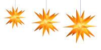 Novaliv 3er Sparset Weihnachtssterne LED Dekosterne 25cm + 40cm + 55cm GELB Außen Kabel mit Trafo &Timerfunktion 3D Stern 18 Zackig Leuchtstern Weihnachtslicht Winterbeleuchtung 3D Stern