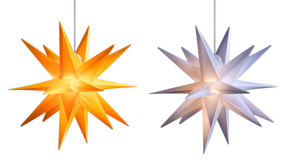 Novaliv Weihnachtsstern LED Dekosterne Sparset GELB + WEISS 25cm Timerfunktion Innen & Außen mit 1,5m Kabel und Batteriefach für 3 AA Batterien 3D Stern 18 Zackig Leuchtstern LED xmas