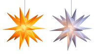 Novaliv Weihnachtsstern LED Dekosterne Sparset GELB + WEISS 25cm Timerfunktion Innen & Außen mit 1,5m Kabel und Batteriefach für 3 AA Batterien 3D Stern 18 Zackig Leuchtstern LED xmas