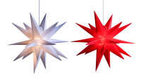Novaliv Weihnachtsstern LED Dekosterne Sparset ROT + WEISS 25cm Timerfunktion Innen & Außen mit 1,5m Kabel und Batteriefach für 3 AA Batterien 3D Stern 18 Zackig Leuchtstern LED xmas