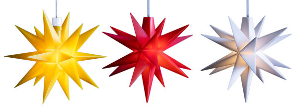 Novaliv Weihnachtsstern LED Dekosterne Sparset GELB+ROT+WEISS 16cm Timerfunktion nur Innen mit 1,5m Kabel und Batteriefach für 3 AA Batterien 3D Stern 18 Zackig Leuchtstern LED Weihnachtslicht xmas