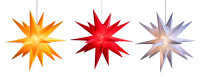 Novaliv 2er Sparset Weihnachtssterne LED Dekosterne 25cm GELB+ROT+WEISS Außen Kabel mit Trafo & Timerfunktion 3D Stern 18 Zackig Leuchtstern Weihnachtslicht Winterbeleuchtung 3D Stern Weihnachtslicht