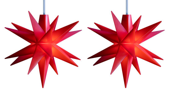Novaliv Weihnachtsstern LED Dekosterne 2er Sparset Rot 12cm Timerfunktion Innen&Außen mit 1,5m Kabel und Batteriefach für 3 AA Batterien 3D Stern 18 Zackig Leuchtstern LED Weihnachtsbeleuchtung