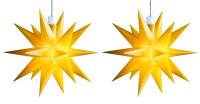 Novaliv Weihnachtsstern LED Dekosterne 2er Sparset Gelb 12cm Timerfunktion + Fernbedienung mit 1,5m Kabel und Batteriefach für 3 AA Batterien 3D Stern 18 Zackig Leuchtstern LED Weihnachtsbeleuchtung