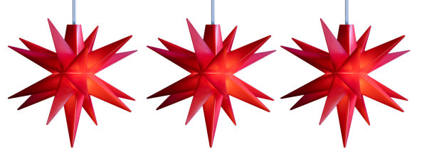 Novaliv Weihnachtsstern LED Dekosterne 2er Sparset Rot 12cm Timerfunktion + Fernbedienung mit 1,5m Kabel und Batteriefach für 3 AA Batterien 3D Stern 18 Zackig Leuchtstern LED Weihnachtsbeleuchtung