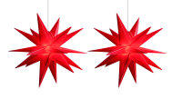 Novaliv Weihnachtsstern LED Dekosterne 2er Sparset Rot 25cm Timerfunktion mit 1,5m Kabel und Batteriefach für 3 AA Batterien 3D Stern 18 Zackig Leuchtstern LED Weihnachtsbeleuchtung