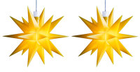 Novaliv Weihnachtsstern LED Dekosterne 2er Sparset Gelb 16cm Timerfunktion nur Innen mit 1,5m Kabel und Batteriefach für 3 AA Batterien 3D Stern 18 Zackig Leuchtstern LED Weihnachtsbeleuchtung