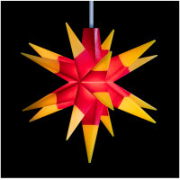 Novaliv Weihnachtsstern LED Dekosterne 2er Sparset Gelb-Rot 16cm Timerfunktion nur Innen mit 1,5m Kabel und Batteriefach für 3 AA Batterien 3D Stern 18 Zackig Leuchtstern LED Weihnachtsbeleuchtung
