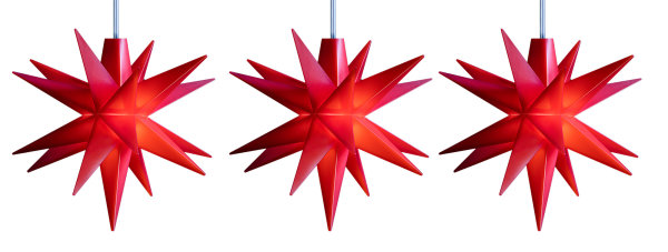 Novaliv Weihnachtsstern LED Dekosterne 3er Sparset Rot 16cm Timerfunktion nur Innen mit 1,5m Kabel und Batteriefach für 3 AA Batterien 3D Stern 18 Zackig Leuchtstern LED Weihnachtsbeleuchtung