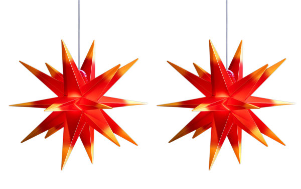 Novaliv 2er Sparset Weihnachtssterne Dekosterne 65cm Gelb-Rot Außen Kabel mit Trafo & Timerfunktion 3D Stern 18 Zackig Leuchtstern Weihnachtslicht Winterbeleuchtung 3D Stern Weihnachtslicht