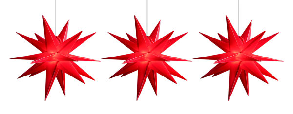 Novaliv 3er Sparset Weihnachtssterne Dekosterne 65cm Rot Außen Kabel mit Trafo & Timerfunktion 3D Stern 18 Zackig Leuchtstern Weihnachtslicht Winterbeleuchtung 3D Stern Weihnachtslicht