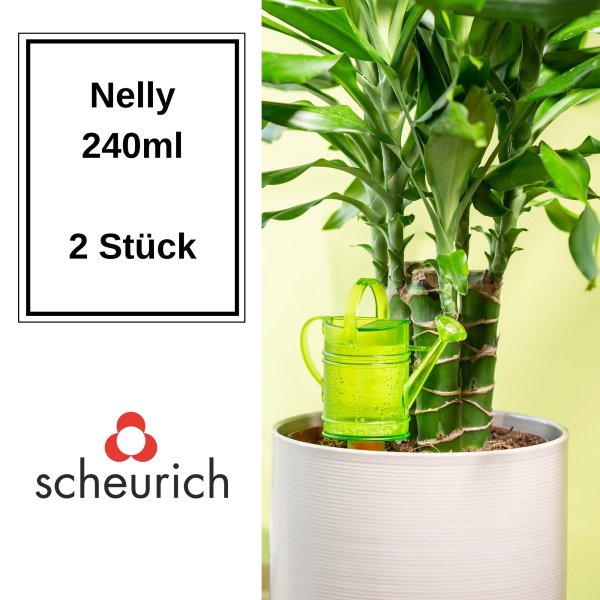Scheurich 2x Wasserspender Nelly Grün Gießkanne 240 ml Pflanzen Deko aus Keramik Ceramics Bewässerungskugel Pflanzbewässerung mit Tonspitze