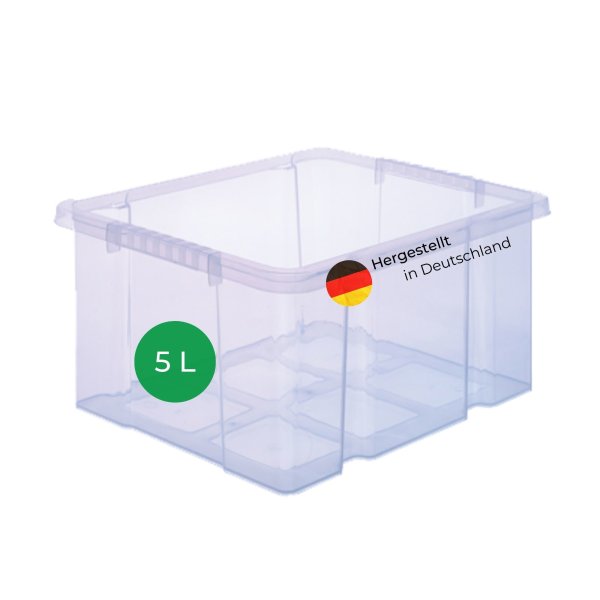 Novaliv Aufbewahrungsbox klein 5l 29x13x18 transparent ohne Deckel Stapelbox Kiste Box Plastikboxen Stapelkisten