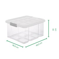 Aufbewahrungsbox mittel 15l 40x29x21 transparent mit Deckel Grau Anthrazit Stapelbox Kiste Box Plastikboxen Stapelkiste Kunststoffbox mit Deckel