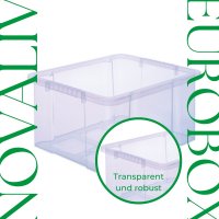 Novaliv Aufbewahrungsbox mittel 15l 39x28x20 transparent ohne Deckel Stapelbox Kiste Box Plastikboxen Stapelkiste Kunststoffbox ohne Deckel