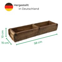 Novaliv Holzkiste Vintage 58 x 15 x 10 cm Alte Ziegelform Holz Groß ZWEI KAMMER Allzweckkiste aus recyceltem Altholz Balken Jede Form EIN Unikat