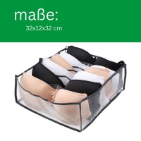 Novaliv BH Organizer Schrank 6 Fächer I 32x12x32 cm I BH Sortierer Schubladen Organizer BH Boxen Aufbewahrung BH Box Schubladen Ordnungssystem BH