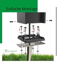 Novatool 1x Steckdosensäule 2-fach außen Anthrazit Edelstahl eckig IP44 mit Erdspieß Steckdose Aussen Gartensteckdose Outdoor Steckdosensäule Garten Steckdosenturm (Elektro)