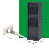 Novatool 1x Steckdosensäule 2-fach außen Anthrazit Edelstahl eckig IP44 mit Erdspieß Steckdose Aussen Gartensteckdose Outdoor Steckdosensäule Garten Steckdosenturm (Elektro)