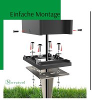 Novatool 1x Steckdosensäule 3-fach außen Anthrazit Edelstahl eckig IP44 mit Erdspieß mit Dämmerungssensor Steckdose Aussen Gartensteckdose Outdoor Steckdosensäule Garten Steckdosenturm (Elektro)