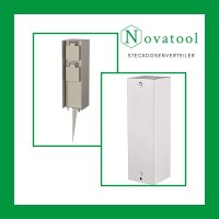 Novatool 1x Steckdosensäule 4-fach Silber gebürstet Edelstahl eckig IP44 mit Erdspieß Garten Mehrfachsteckdose Outdoor Steckdosenleiste Stromverteiler Außen (Elektro)