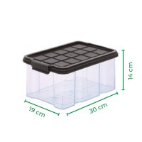 Novaliv Aufbewahrungsbox mit Deckel 5L Anthrazit Nestbar stapelbare Plastikbox mit Clipverschluss Eurobox Kunststoff BPA-frei 30 x 19 x 14 cm