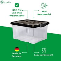 Novaliv Aufbewahrungsbox mit Deckel 27L Anthrazit Nestbar stapelbare Plastikbox mit Clipverschluss Eurobox Kunststoffbox BPA-frei 46,5x36,5x24 cm