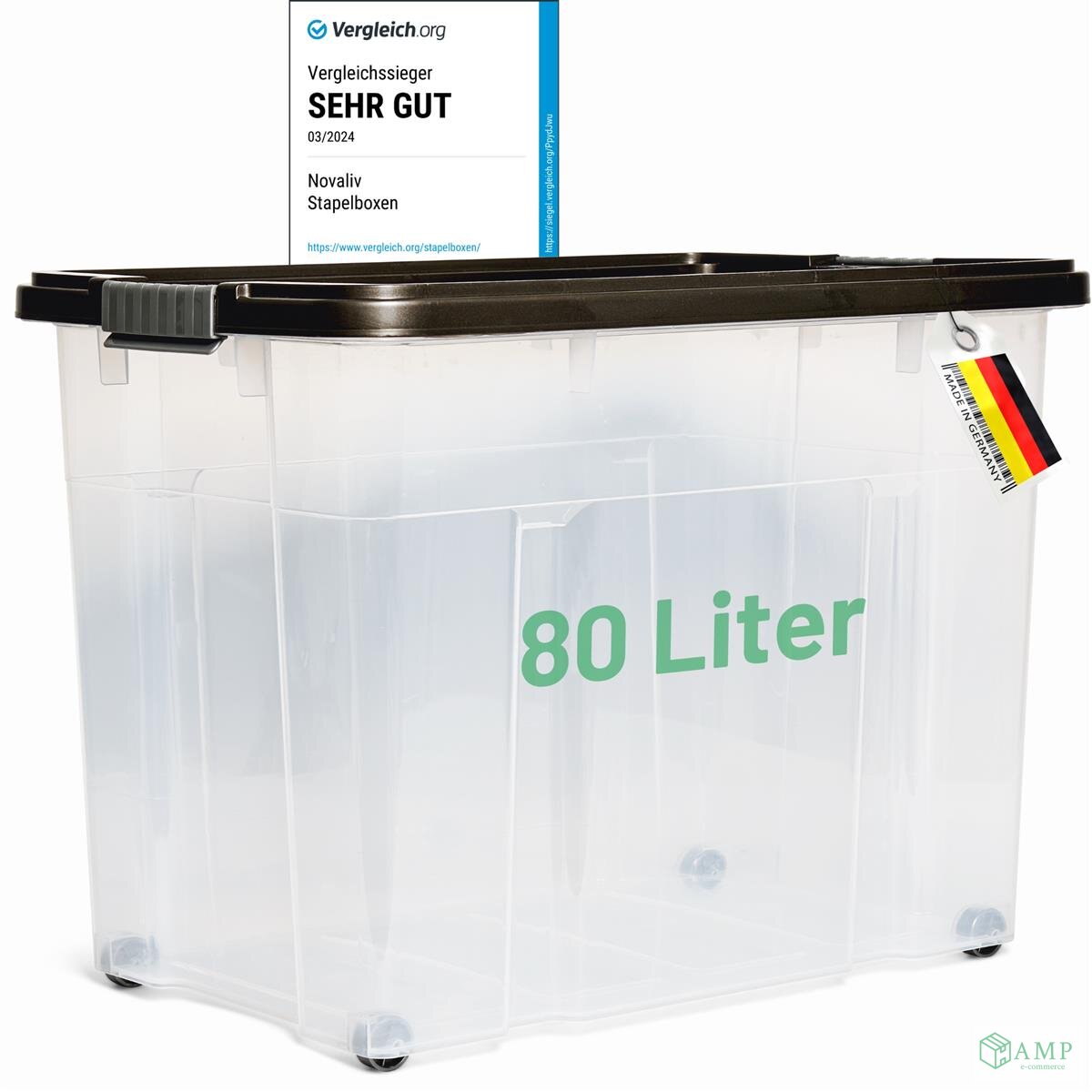 Novaliv XXL Aufbewahrungsbox mit Deckel Groß 80L Anthrazit Nestbar st, 37,04 €