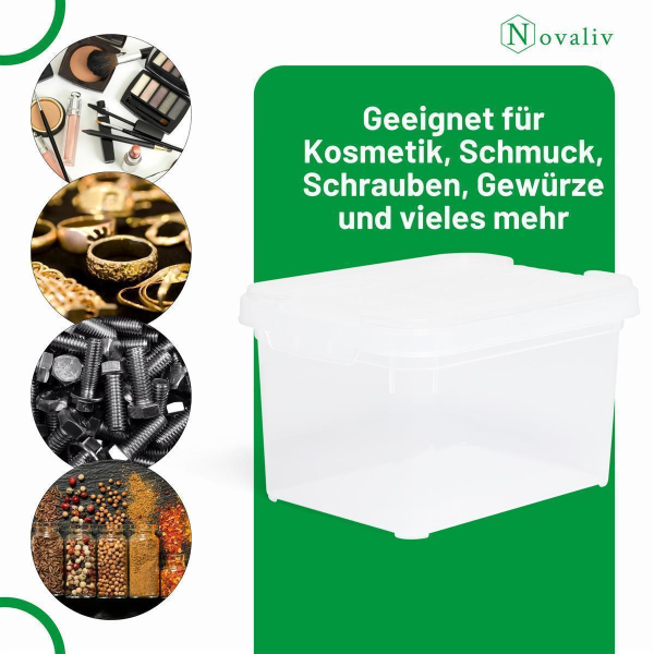 Novaliv Aufbewahrungsbox mit Deckel 45L - Transparent, stapelbar