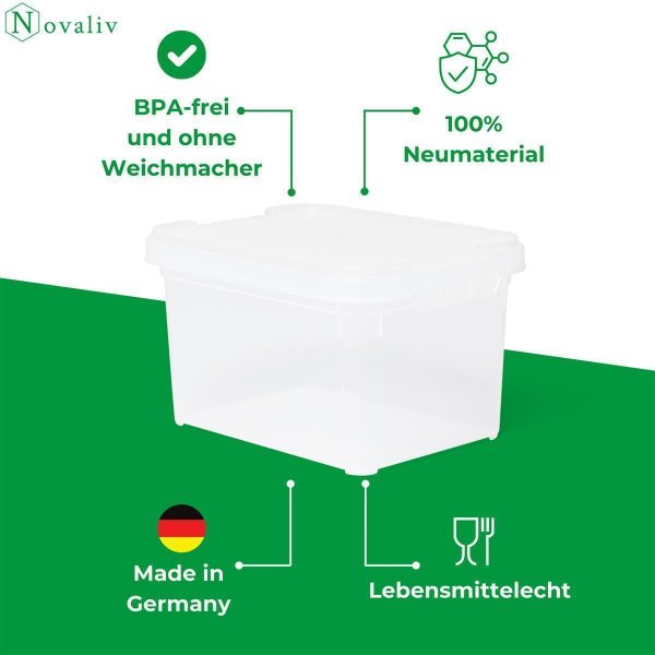 Novaliv Aufbewahrungsbox klein 2L transparent - stapelbar, mit Deckel, 9,99  €