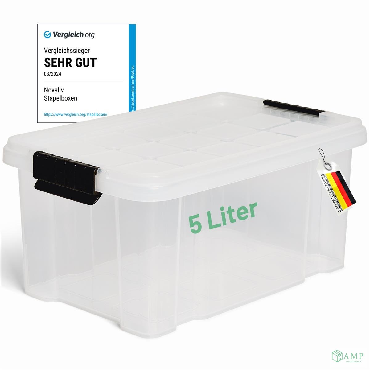 Novaliv Aufbewahrungsbox 5L - Transparent & stapelbar - BPA-frei - AM,  11,99 €