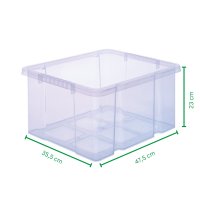 Novaliv Aufbewahrungsbox mit Deckel 27L transparente Nestbar stapelbare Plastikbox mit Clipverschluss Eurobox Kunststoffbox BPA-frei 46,5x36,5x24 cm