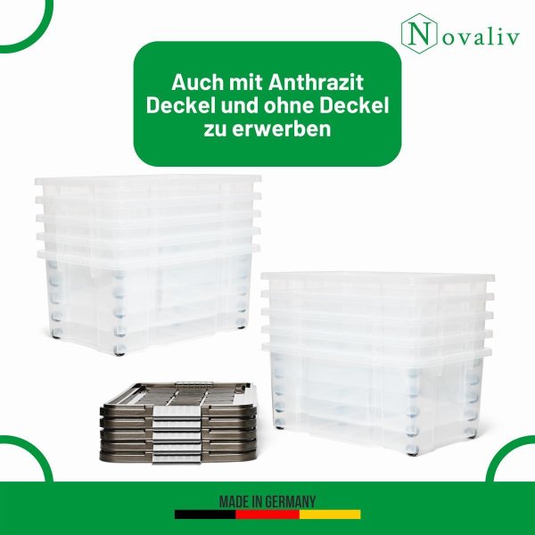 Novaliv Aufbewahrungsbox mit Deckel 45L - Transparent, stapelbar & ne,  18,99 €