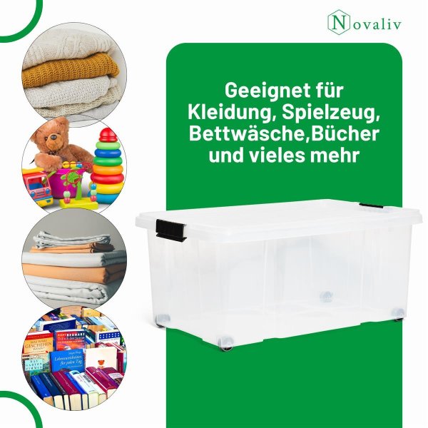 Novaliv Aufbewahrungsbox klein 2L transparent - stapelbar, mit Deckel, 9,99  €