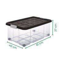 Novaliv Aufbewahrungsbox mit Deckel Groß 45L transparente Nestbar stapelbare Plastikbox mit Clipverschluss Eurobox mit Deckel BPA-frei 61x40x26 cm