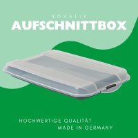 Novaliv Anthrazit Premium Aufschnittbox mit Transparentem Deckel, Frischhaltedosen für Wurst & Käse Maße 25x17x3 cm Kühlschrank Organizer Knäckebrotbox Wohnung must-have Küchen Gadgets