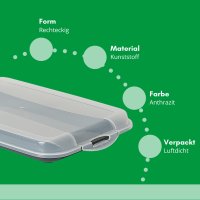 Novaliv Anthrazit Premium Aufschnittbox mit Transparentem Deckel, Frischhaltedosen für Wurst & Käse Maße 25x17x3 cm Kühlschrank Organizer Knäckebrotbox Wohnung must-have Küchen Gadgets